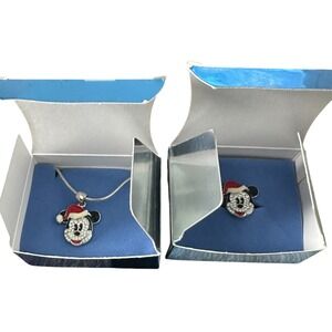2003‎ Disney Avon Santa Mickey Mouse Christmas Ring & Necklace Size Small/Medium
